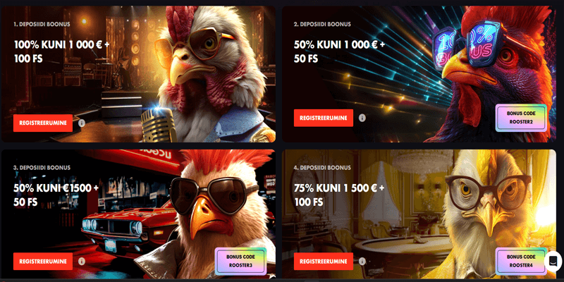 rooster bet tasuta spinnid